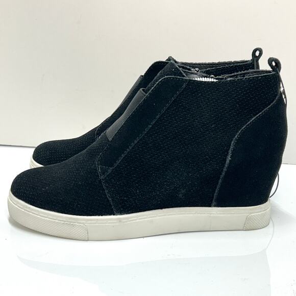 Steve Madden Flavy Wedge Heel Sneaker Shoes Suede Side Zipper Black Womens 9 - Picture 10 of 10